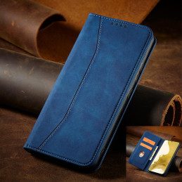 Magnetinis Fancy Dėklas, skirtas Samsung Galaxy S23 dangtelis su atvartu, mėlynas piniginės stovas