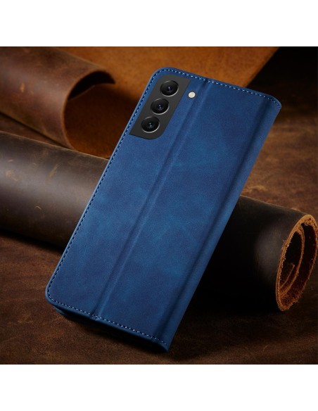 Magnetinis Fancy Dėklas, skirtas Samsung Galaxy S23 dangtelis su atvartu, mėlynas piniginės stovas