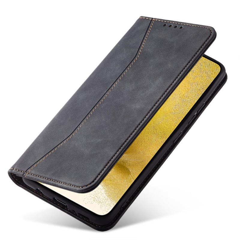Magnetinis Fancy Dėklas, skirtas Samsung Galaxy S23+ dangtelis su atvartu, juodas piniginės stovas
