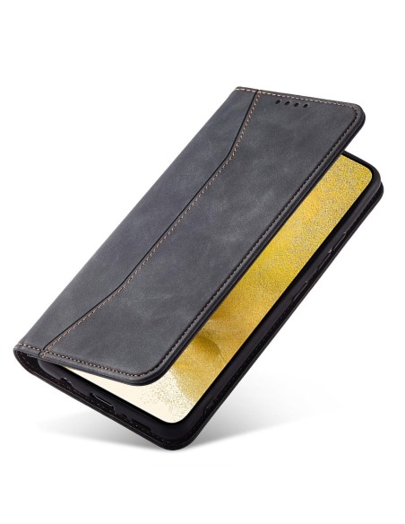 Magnetinis Fancy Dėklas, skirtas Samsung Galaxy S23+ dangtelis su atvartu, juodas piniginės stovas Magnetinis Fancy Dėklas, skirtas Samsung Galaxy S23+ dangtelis su atvartu, juodas piniginės stovas