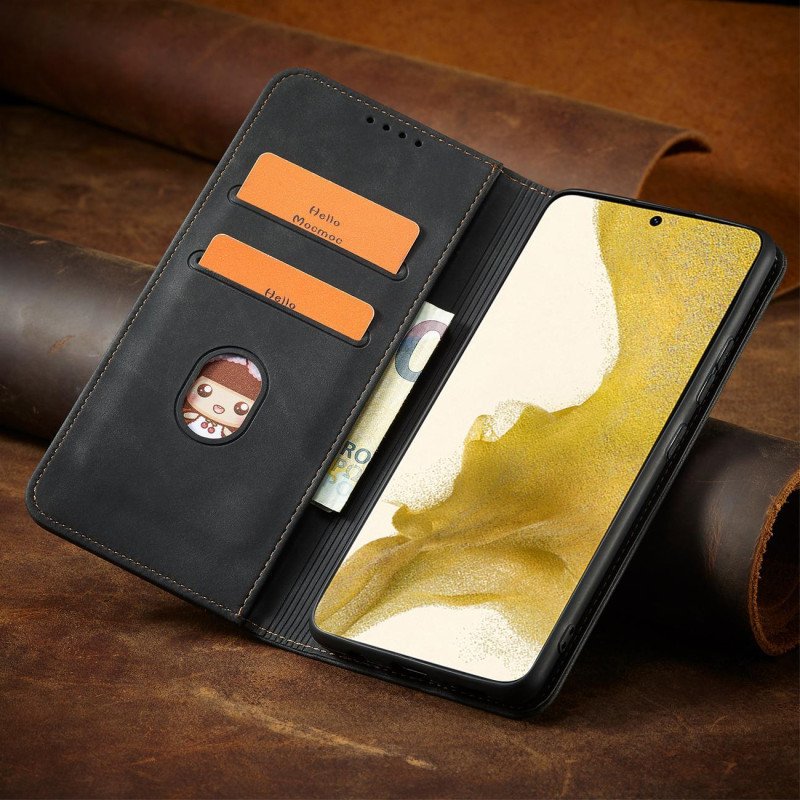 Magnetinis Fancy Dėklas, skirtas Samsung Galaxy S23+ dangtelis su atvartu, juodas piniginės stovas