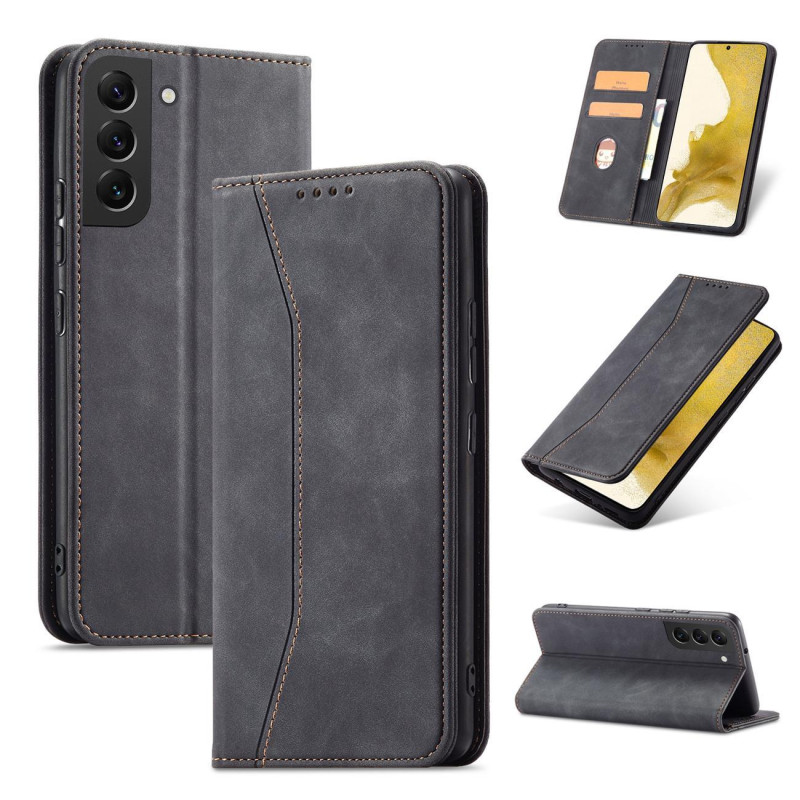 Magnetinis Fancy Dėklas, skirtas Samsung Galaxy S23+ dangtelis su atvartu, juodas piniginės stovas