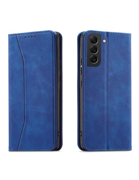 Magnetinis Fancy Dėklas, skirtas Samsung Galaxy S23+ dangtelis su atvartu, mėlynas piniginės stovas