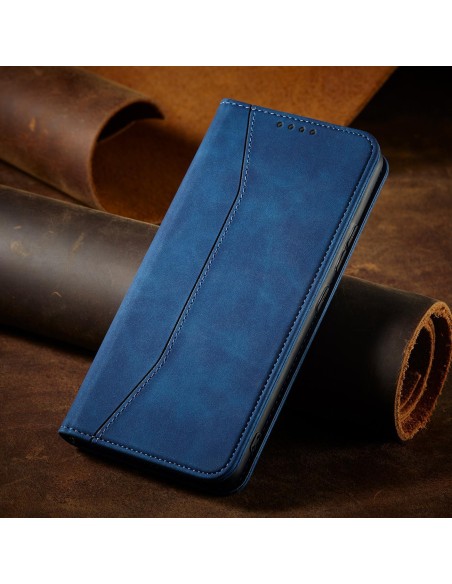 Magnetinis Fancy Dėklas, skirtas Samsung Galaxy S23+ dangtelis su atvartu, mėlynas piniginės stovas