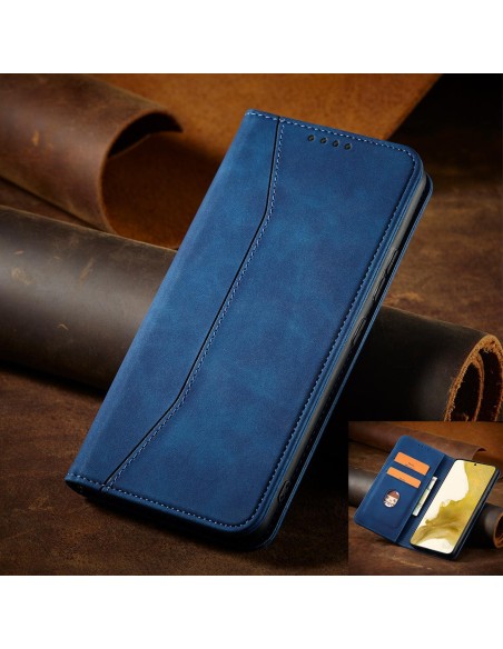 Magnetinis Fancy Dėklas, skirtas Samsung Galaxy S23+ dangtelis su atvartu, mėlynas piniginės stovas