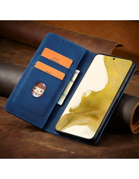 Magnetinis Fancy Dėklas, skirtas Samsung Galaxy S23+ dangtelis su atvartu, mėlynas piniginės stovas