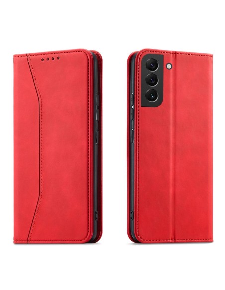 Magnetinis Fancy Dėklas, skirtas Samsung Galaxy S23+ dangtelis su atvartu, piniginės stovas raudonas