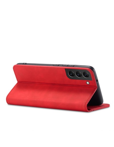 Magnetinis Fancy Dėklas, skirtas Samsung Galaxy S23+ dangtelis su atvartu, piniginės stovas raudonas