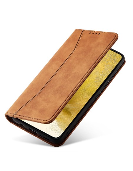 Magnetinis Fancy Dėklas, skirtas Samsung Galaxy S23+ dangtelis su atvartu, rudos spalvos piniginės stovas