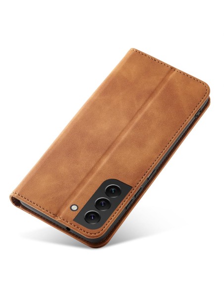 Magnetinis Fancy Dėklas, skirtas Samsung Galaxy S23+ dangtelis su atvartu, rudos spalvos piniginės stovas
