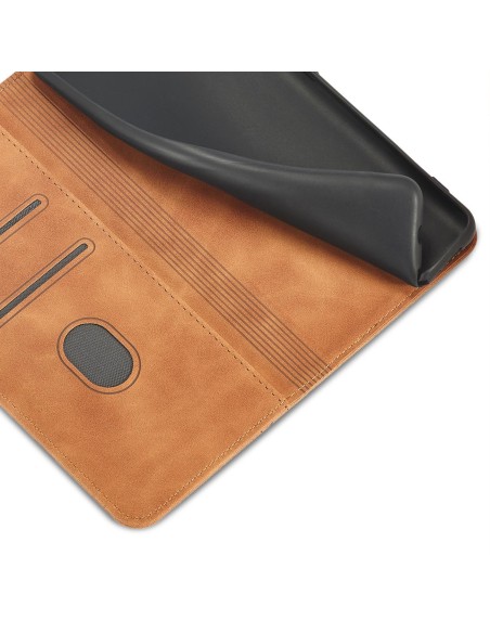 Magnetinis Fancy Dėklas, skirtas Samsung Galaxy S23+ dangtelis su atvartu, rudos spalvos piniginės stovas