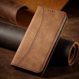 Magnetinis Fancy Dėklas, skirtas Samsung Galaxy S23+ dangtelis su atvartu, rudos spalvos piniginės stovas