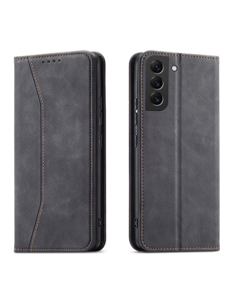 Magnetinis Fancy Dėklas Samsung Galaxy S23 Ultra, atverčiamas dangtelis, piniginės stovas, juodas