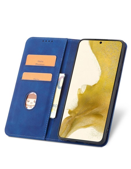 Magnetinis Fancy Dėklas Samsung Galaxy S23 Ultra, atverčiamas dangtelis, piniginės stovas, mėlynas