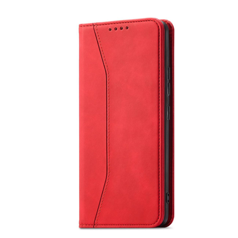 Magnetinis Fancy Dėklas Samsung Galaxy S23 Ultra, dangtelis su atvartu, piniginės stovas, raudonas