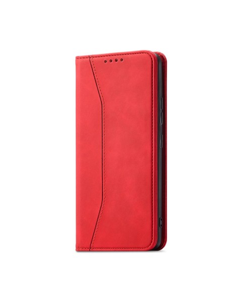 Magnetinis Fancy Dėklas Samsung Galaxy S23 Ultra, dangtelis su atvartu, piniginės stovas, raudonas Magnetinis Fancy Dėklas Samsung Galaxy S23 Ultra, dangtelis su atvartu, piniginės stovas, raudonas