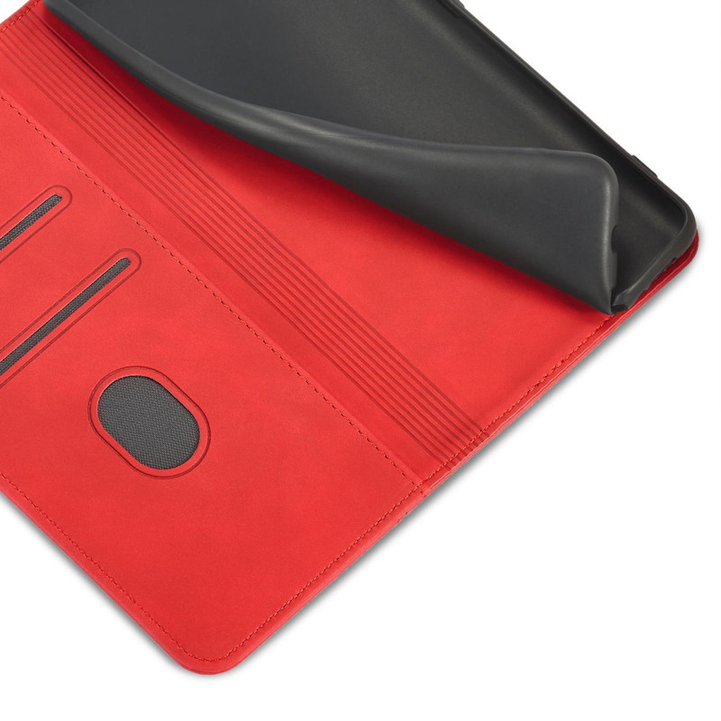Magnetinis Fancy Dėklas Samsung Galaxy S23 Ultra, dangtelis su atvartu, piniginės stovas, raudonas