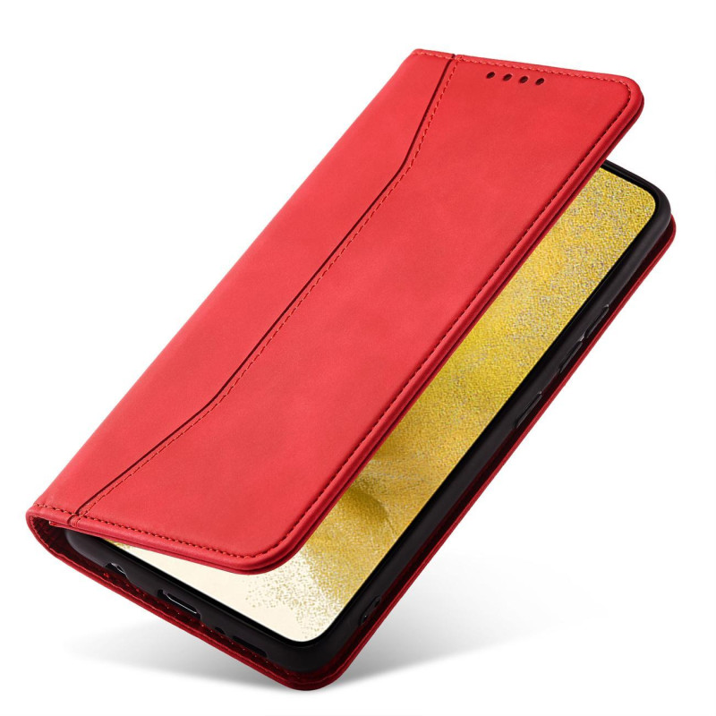 Magnetinis Fancy Dėklas Samsung Galaxy S23 Ultra, dangtelis su atvartu, piniginės stovas, raudonas