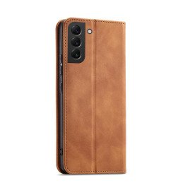 Magnetinis Fancy Dėklas Samsung Galaxy S23 Ultra dangtelis su atvartu piniginės stovas rudas