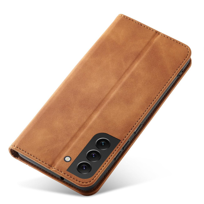 Magnetinis Fancy Dėklas Samsung Galaxy S23 Ultra dangtelis su atvartu piniginės stovas rudas