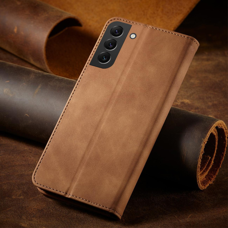 Magnetinis Fancy Dėklas Samsung Galaxy S23 Ultra dangtelis su atvartu piniginės stovas rudas
