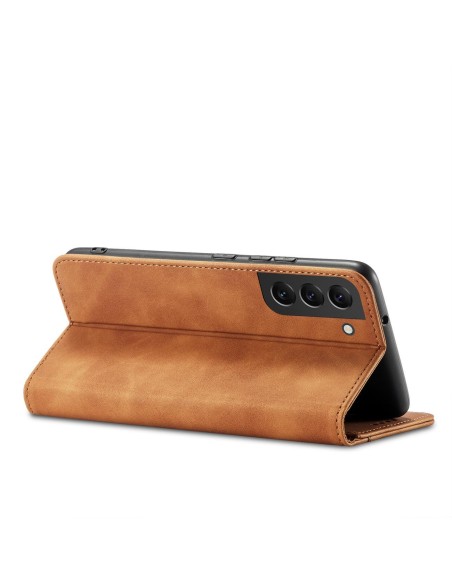 Magnetinis Fancy Dėklas Samsung Galaxy S23 Ultra dangtelis su atvartu piniginės stovas rudas Magnetinis Fancy Dėklas Samsung Galaxy S23 Ultra dangtelis su atvartu piniginės stovas rudas