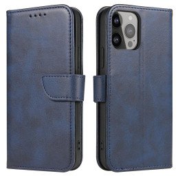 Magnetinis dėklas Samsung Galaxy S23, dangtelis su atvartu, piniginės stovas, mėlynas