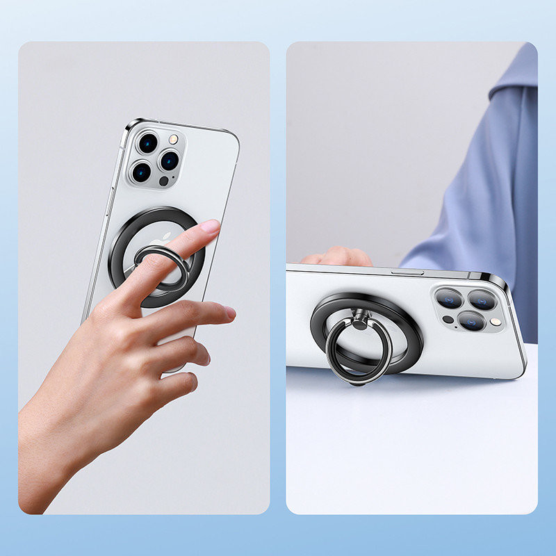 Juodas magnetinis išmaniojo telefono stovo laikiklis