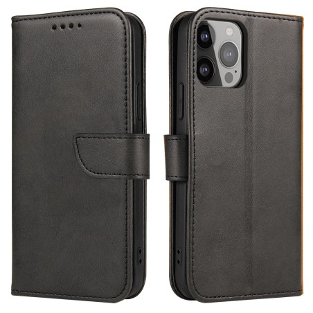 Magnetinis dėklas Oppo A17, dangtelis su atvartu, piniginės stovas, juodas