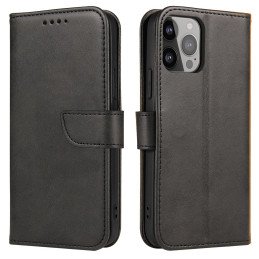 Magnetinis dėklas Asus Zenfone 9, dangtelis su atvartu, piniginės stovas, juodas