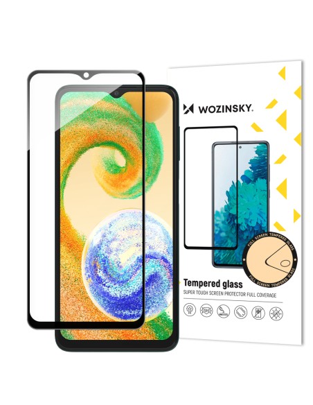 Wozinsky Full Glue grūdintas stiklas Samsung Galaxy A04s 9H viso ekrano grūdintas stiklas su juodu rėmeliu