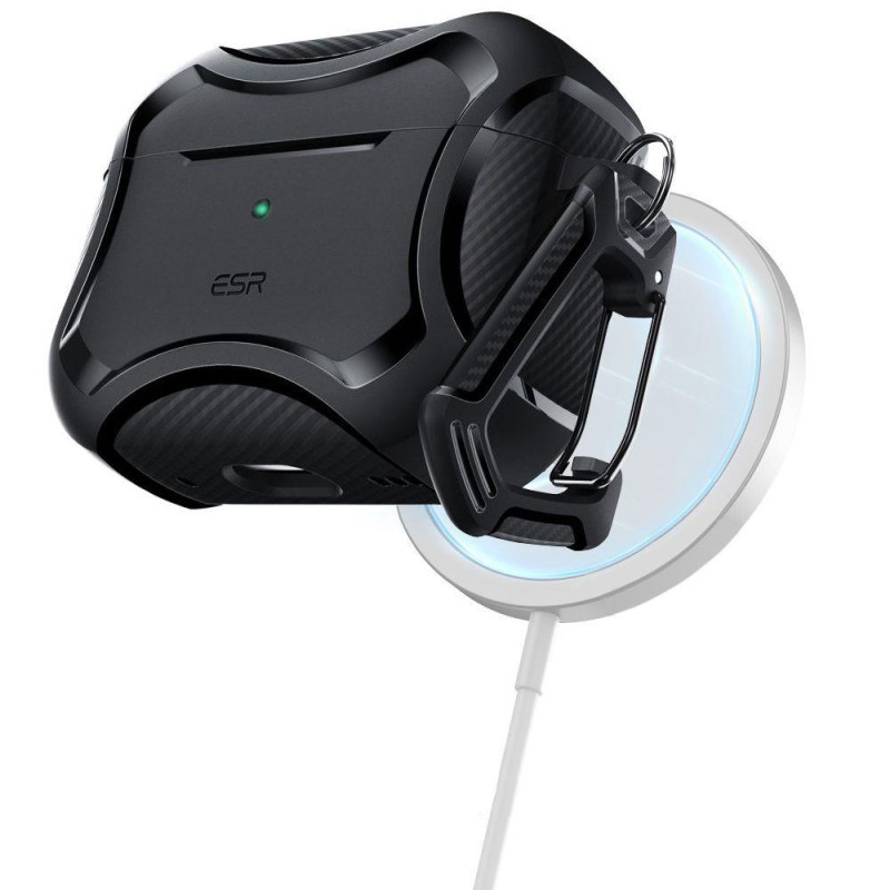 ESR Cyber Armor Halolock dėklas su MagSafe, skirtas Apple AirPods Pro 1/ 2 – juodas ESR Cyber Armor Halolock dėklas su MagSafe, skirtas Apple AirPods Pro 1/ 2 – juodas