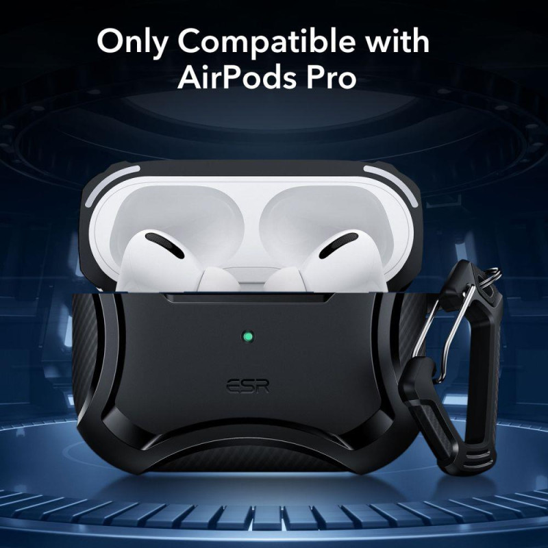 ESR Cyber Armor Halolock dėklas su MagSafe, skirtas Apple AirPods Pro 1/ 2 – juodas