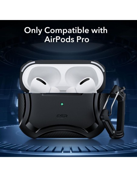 ESR Cyber Armor Halolock dėklas su MagSafe, skirtas Apple AirPods Pro 1/ 2 – juodas