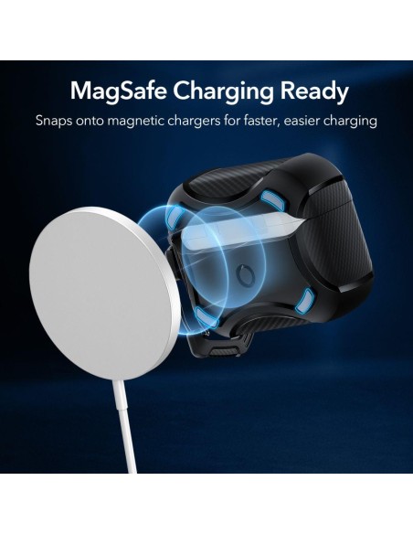 ESR Cyber Armor Halolock dėklas su MagSafe, skirtas Apple AirPods Pro 1/ 2 – juodas