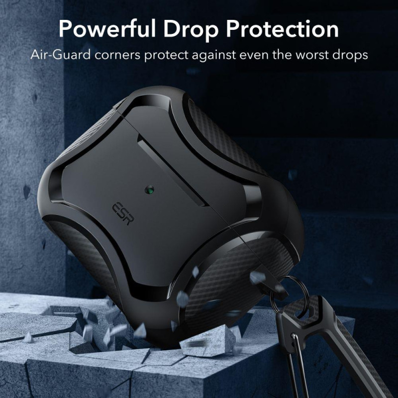 ESR Cyber Armor Halolock dėklas su MagSafe, skirtas Apple AirPods Pro 1/ 2 – juodas