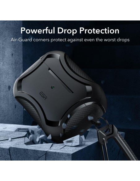 ESR Cyber Armor Halolock dėklas su MagSafe, skirtas Apple AirPods Pro 1/ 2 – juodas