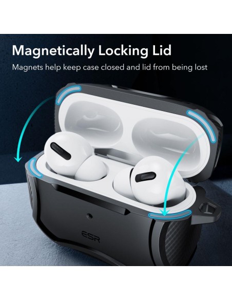 ESR Cyber Armor Halolock dėklas su MagSafe, skirtas Apple AirPods Pro 1/ 2 – juodas