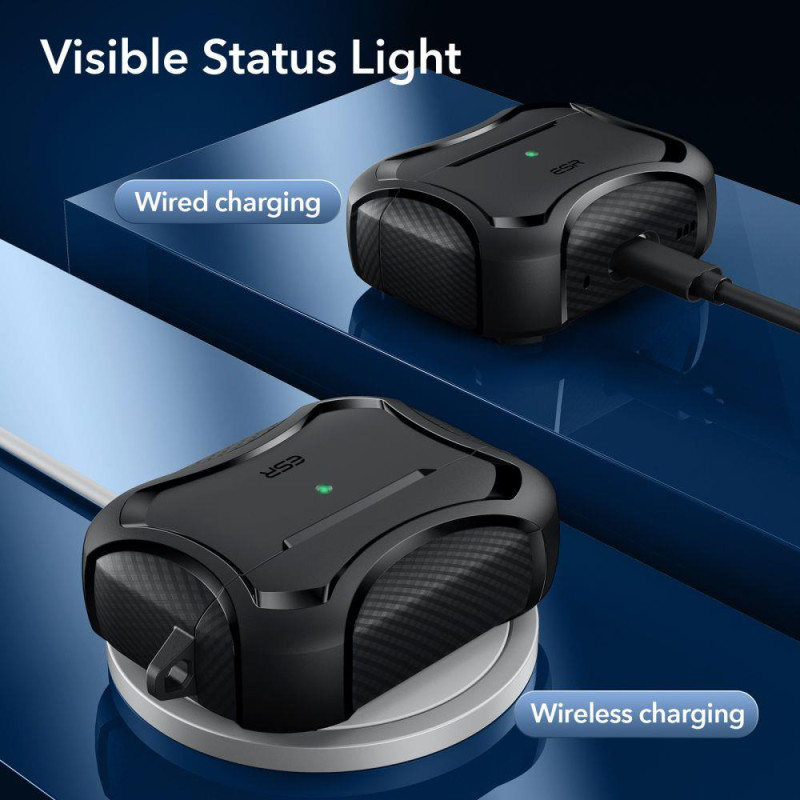 ESR Cyber Armor Halolock dėklas su MagSafe, skirtas Apple AirPods Pro 1/ 2 – juodas