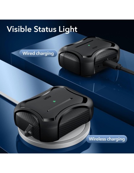 ESR Cyber Armor Halolock dėklas su MagSafe, skirtas Apple AirPods Pro 1/ 2 – juodas
