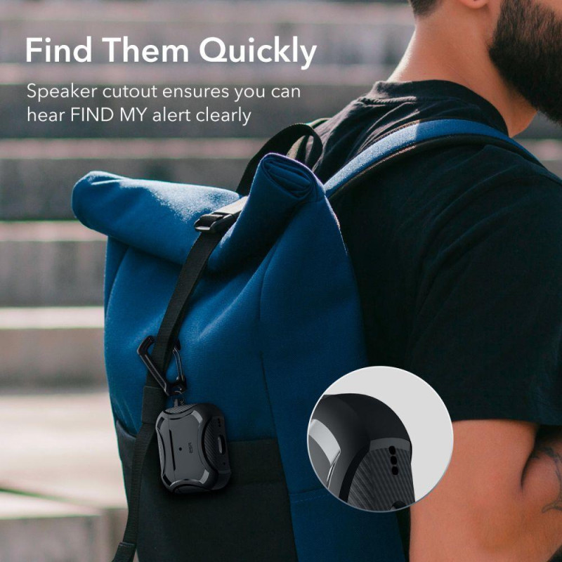 ESR Cyber Armor Halolock dėklas su MagSafe, skirtas Apple AirPods Pro 1/ 2 – juodas