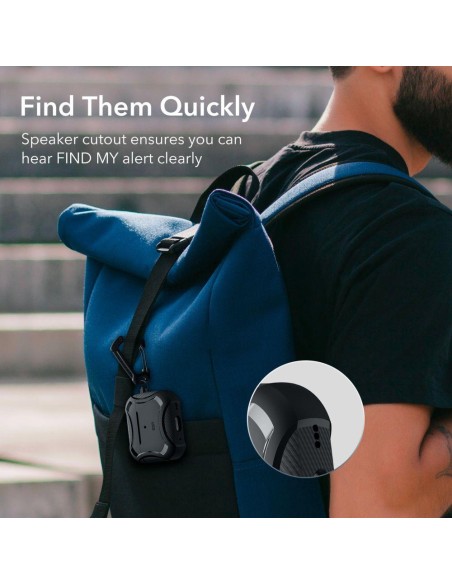 ESR Cyber Armor Halolock dėklas su MagSafe, skirtas Apple AirPods Pro 1/ 2 – juodas
