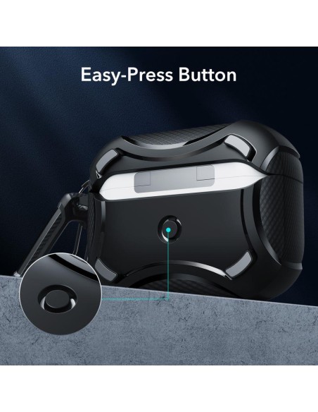 ESR Cyber Armor Halolock dėklas su MagSafe, skirtas Apple AirPods Pro 1/ 2 – juodas