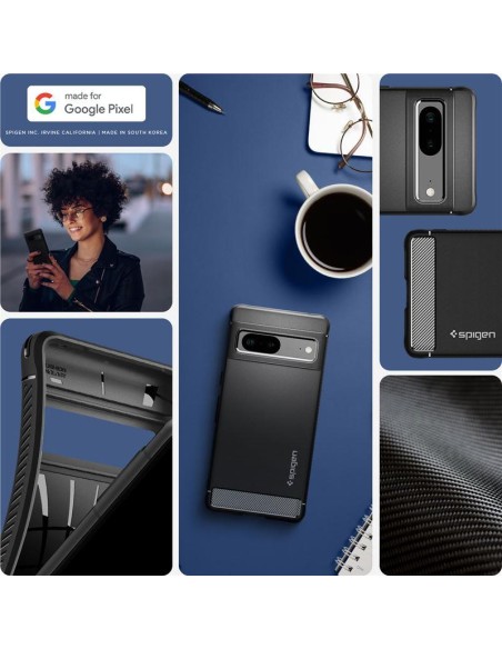Spigen Rugged Armor dėklas, skirtas Google Pixel 7 – matinė juoda