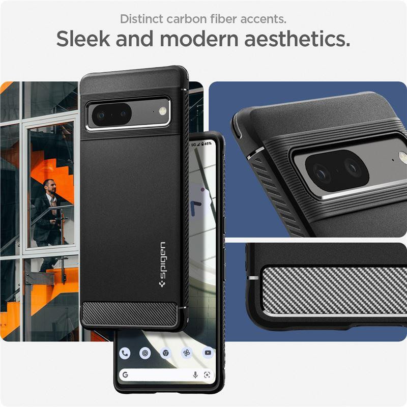 Spigen Rugged Armor dėklas, skirtas Google Pixel 7 – matinė juoda
