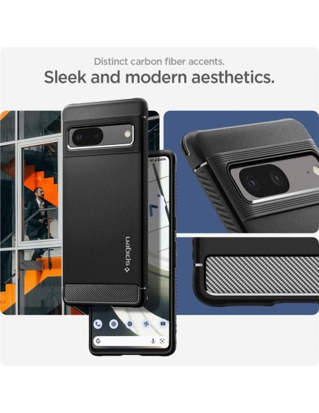 Spigen Rugged Armor dėklas, skirtas Google Pixel 7 – matinė juoda