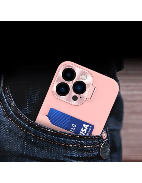 Odinis stovo dėklas Samsung Galaxy S23 Ultra, kortelių piniginės dangtelis su stovu, rožinė