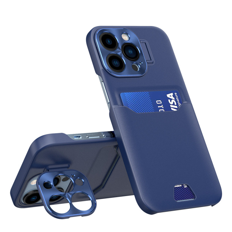 Odinis stovo dėklas Samsung Galaxy S23+, kortelių piniginės dangtelis su stovu, mėlynas Odinis stovo dėklas Samsung Galaxy S23+, kortelių piniginės dangtelis su stovu, mėlynas