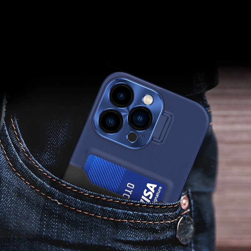 Odinis stovo dėklas Samsung Galaxy S23+, kortelių piniginės dangtelis su stovu, mėlynas