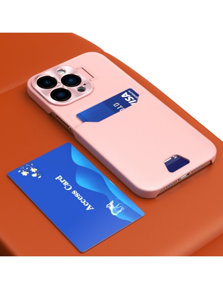 Odinis stovo dėklas Samsung Galaxy S23, kortelių piniginės dangtelis su stovu, rožinis